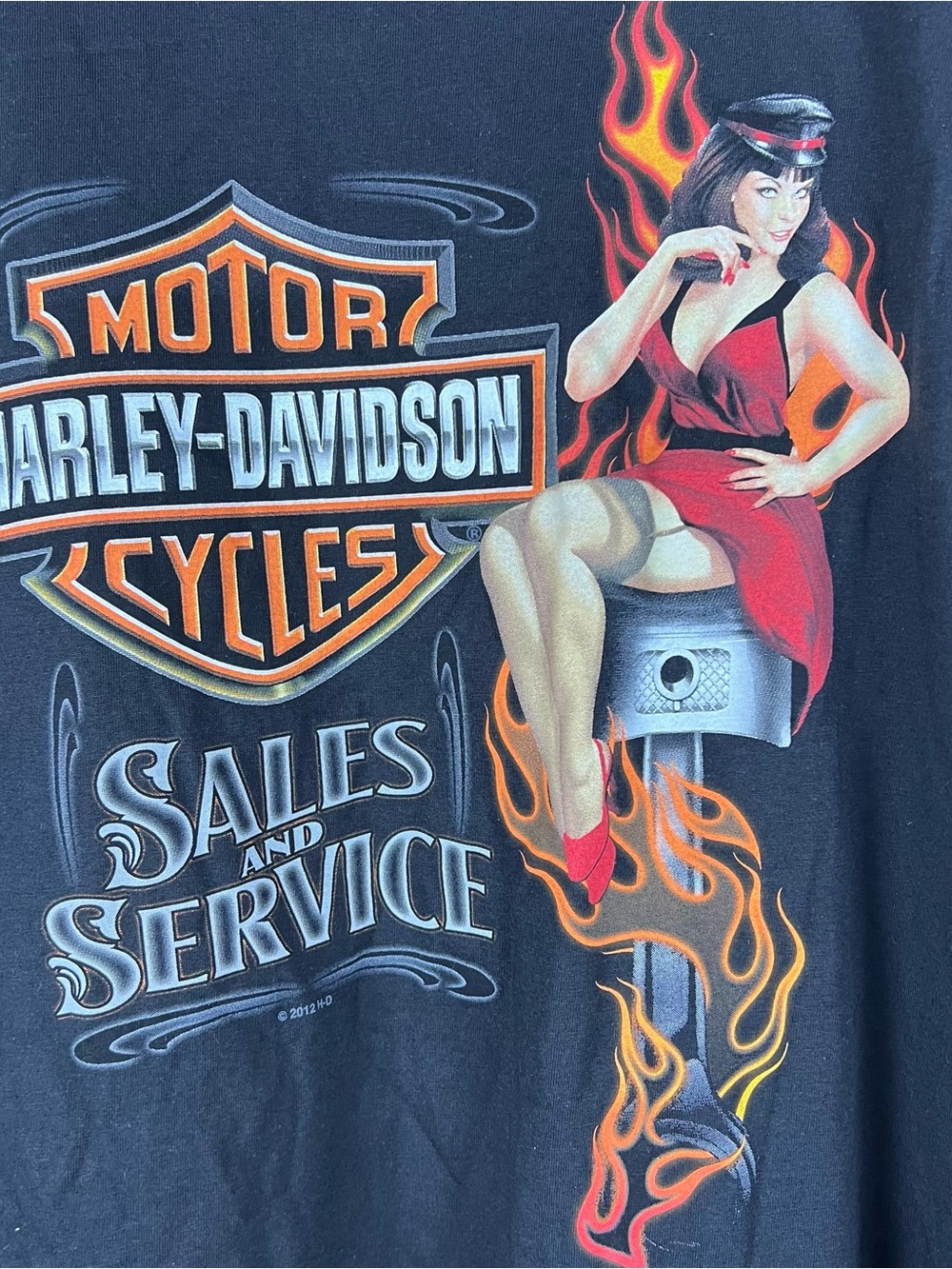 Harley Davidson Pinup Girl Ozark Lebanon Missouri Mens Size 2XL Black T-Shirt - Picture 3 of 8